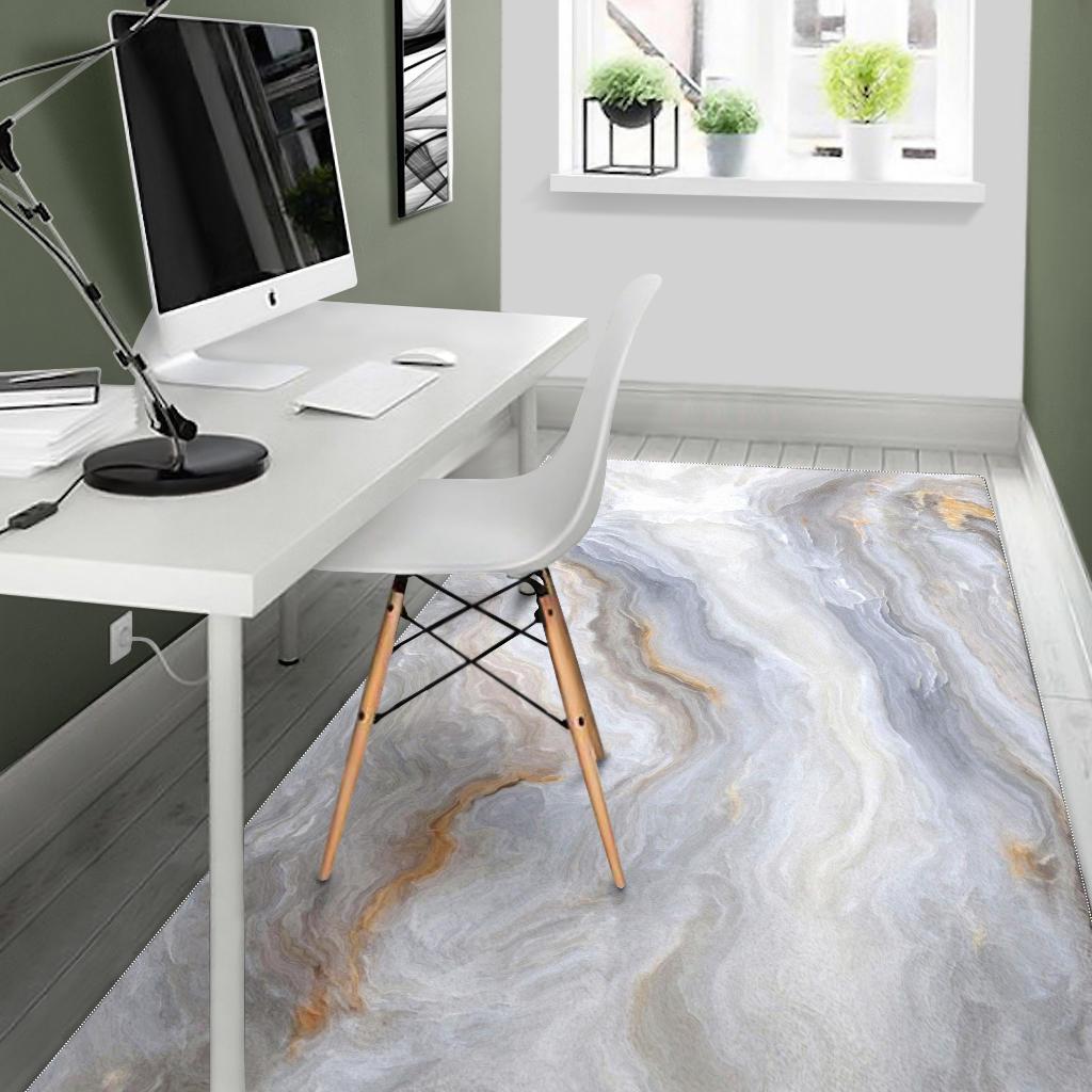Grey Marble Print Area Rug GearFrost