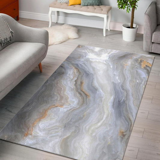 Grey Marble Print Area Rug GearFrost