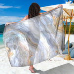 Grey Marble Print Beach Sarong Wrap