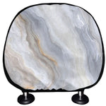 Grey Marble Print Car Headrest Covers