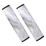 Grey Marble Print Car Seat Belt Covers