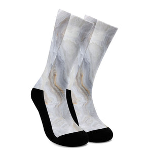 Grey Marble Print Crew Socks