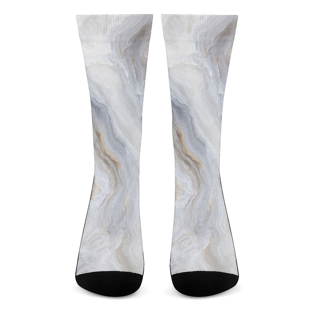 Grey Marble Print Crew Socks