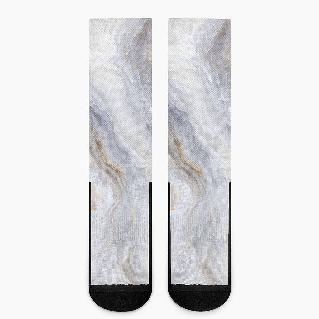 Grey Marble Print Crew Socks