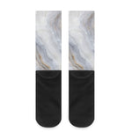 Grey Marble Print Crew Socks