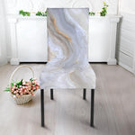Grey Marble Print Dining Chair Slipcover