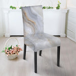 Grey Marble Print Dining Chair Slipcover