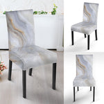 Grey Marble Print Dining Chair Slipcover