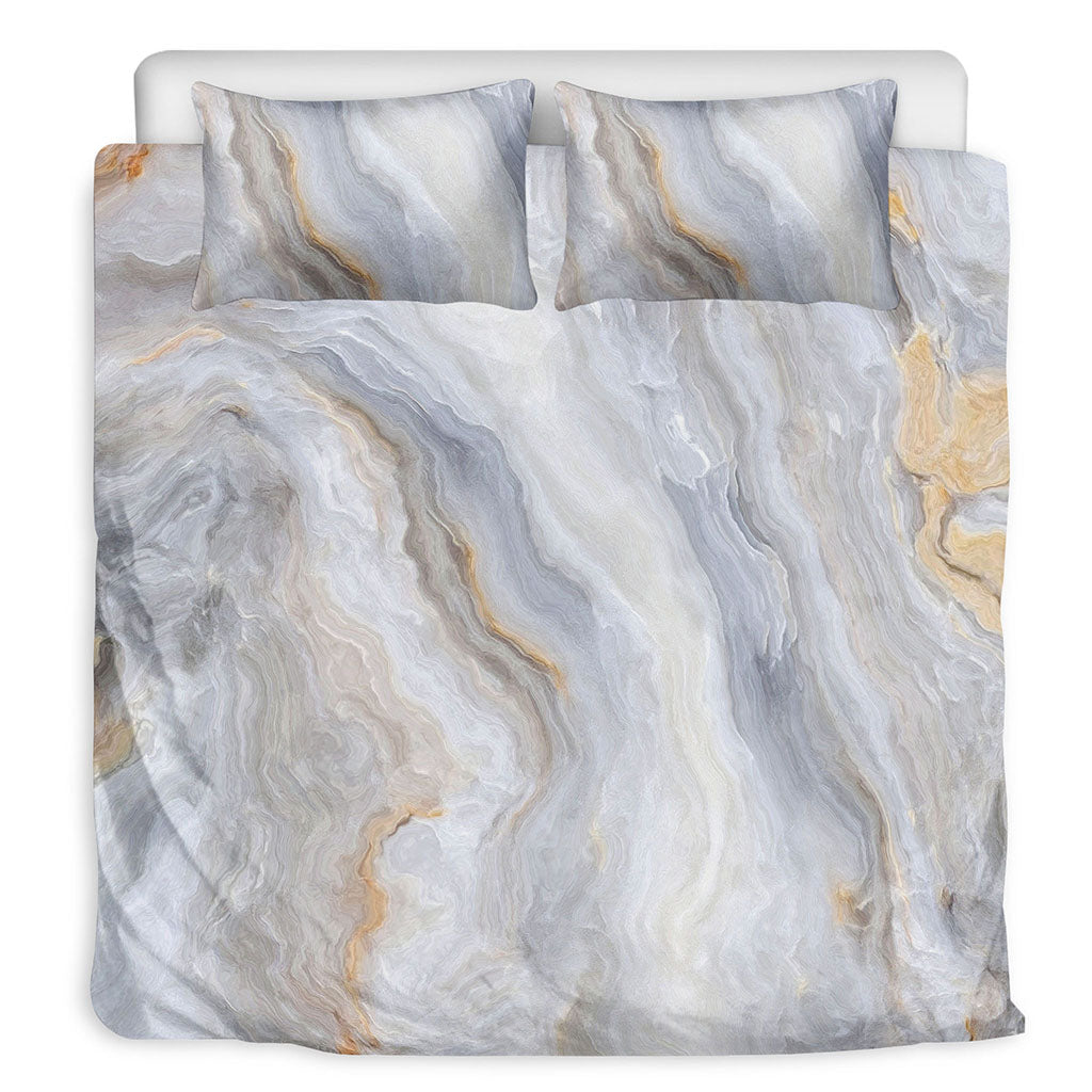 Grey Marble Print Duvet Cover Bedding Set