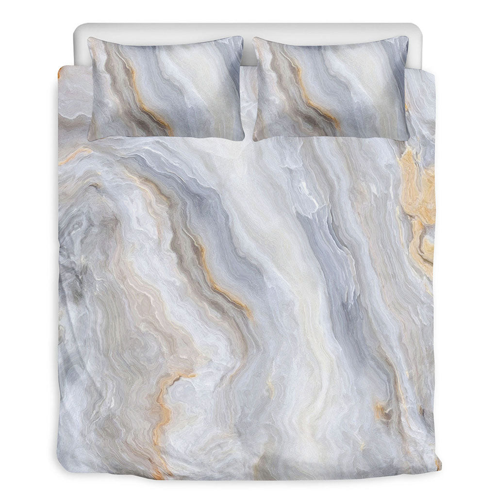 Grey Marble Print Duvet Cover Bedding Set