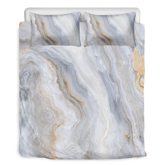 Grey Marble Print Duvet Cover Bedding Set