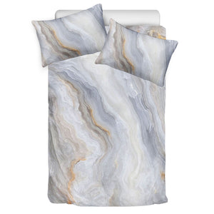 Grey Marble Print Duvet Cover Bedding Set