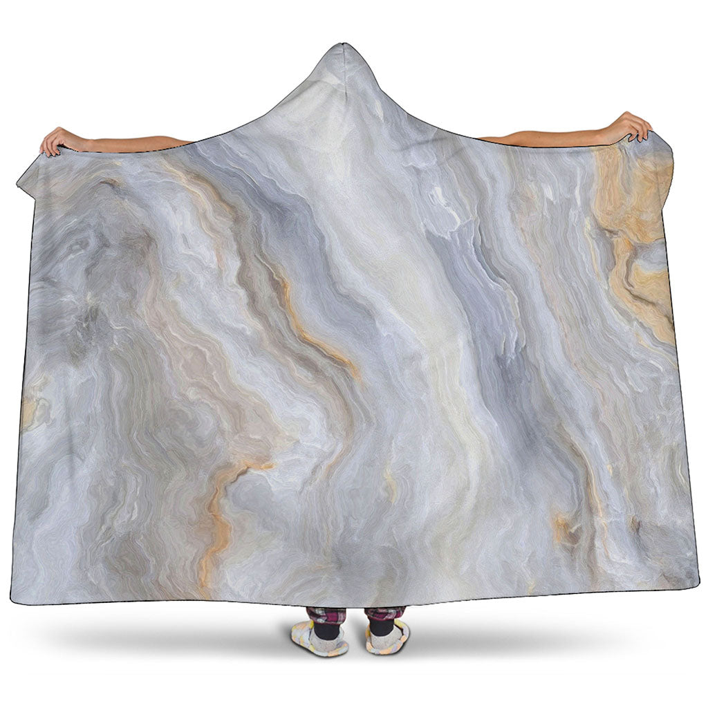 Grey Marble Print Hooded Blanket