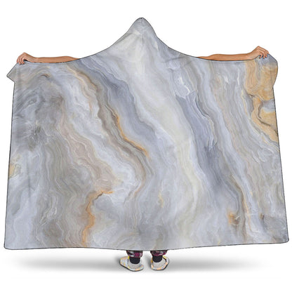 Grey Marble Print Hooded Blanket
