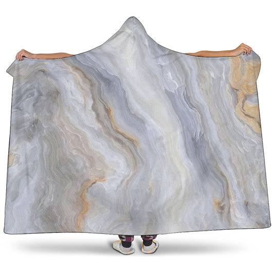 Grey Marble Print Hooded Blanket