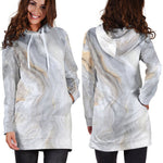 Grey Marble Print Hoodie Dress GearFrost