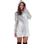 Grey Marble Print Hoodie Dress GearFrost