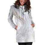 Grey Marble Print Hoodie Dress GearFrost