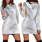 Grey Marble Print Hoodie Dress GearFrost
