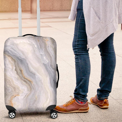 Grey Marble Print Luggage Cover GearFrost