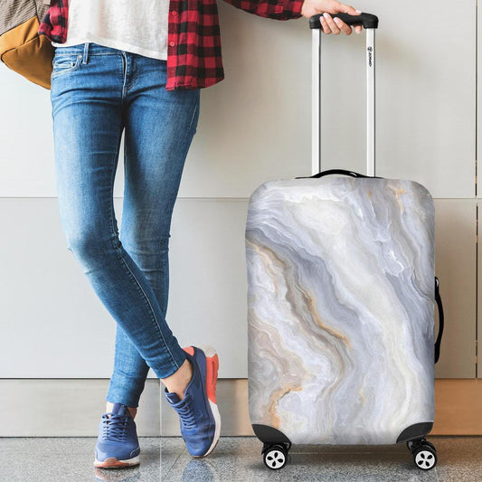 Grey Marble Print Luggage Cover GearFrost