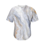 Grey Marble Print Men's Baseball Jersey