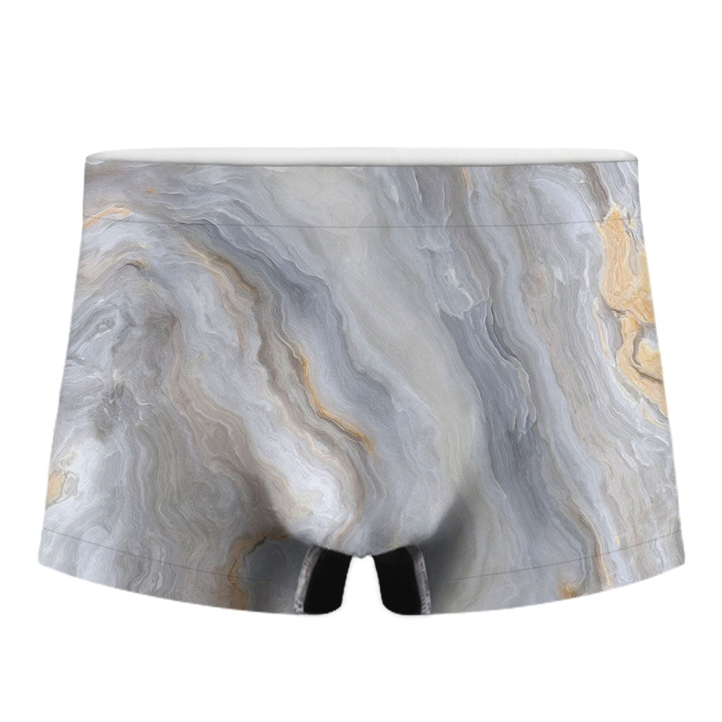 Grey Marble Print Men's Boxer Briefs