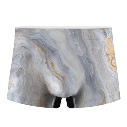 Grey Marble Print Men's Boxer Briefs