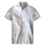 Grey Marble Print Men's Short Sleeve Shirt