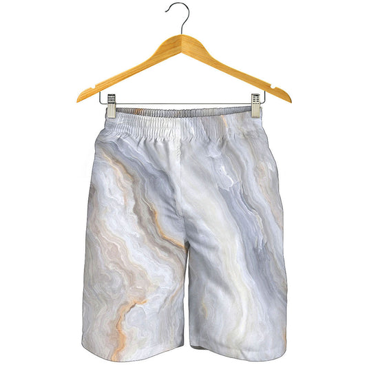 Grey Marble Print Men's Shorts