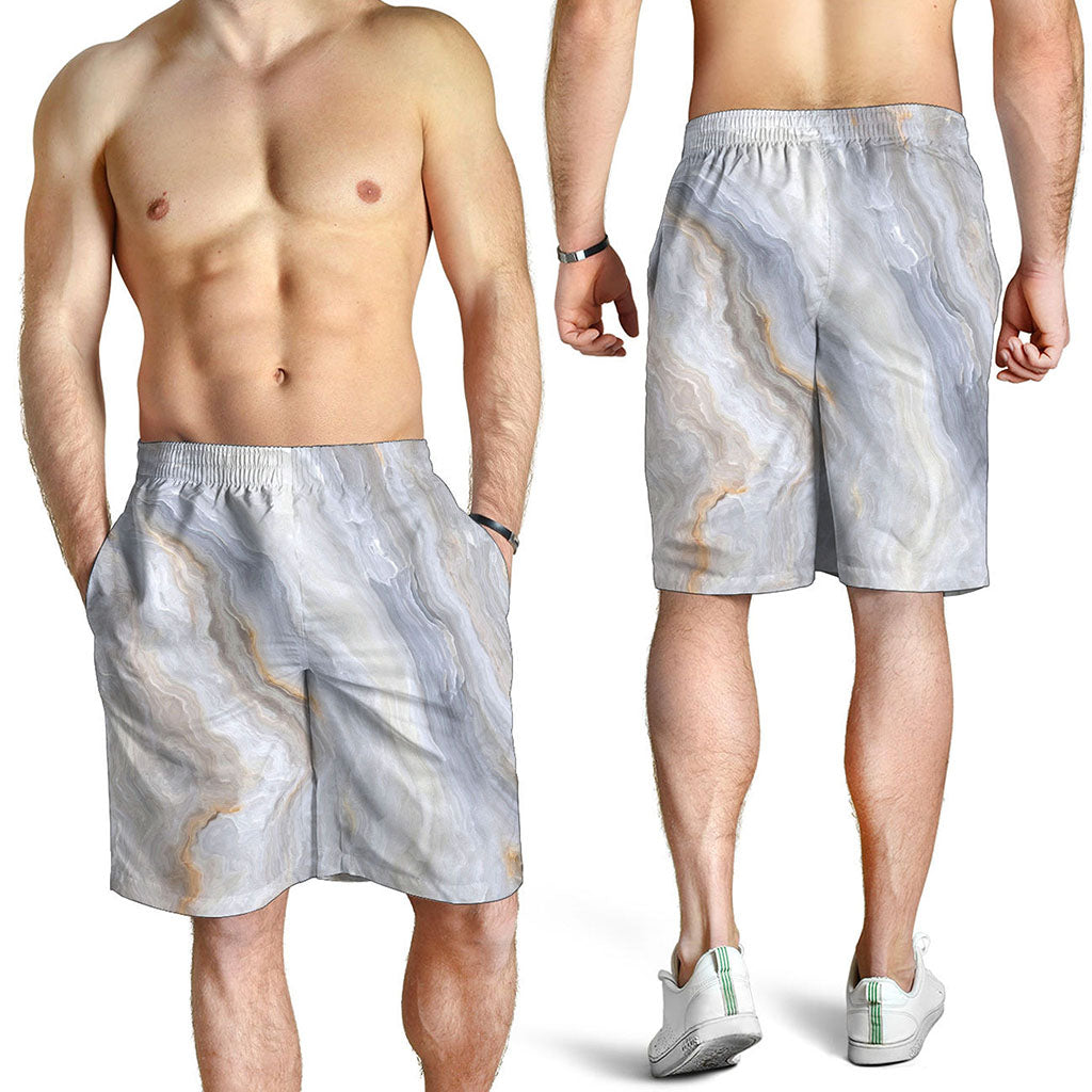 Grey Marble Print Men's Shorts
