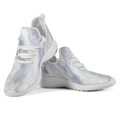 Grey Marble Print Mesh Knit Shoes GearFrost