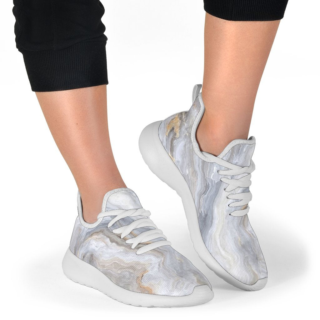 Grey Marble Print Mesh Knit Shoes GearFrost