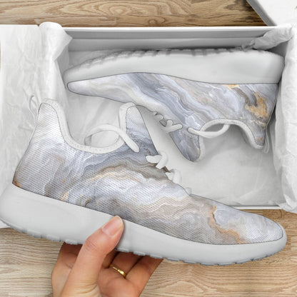 Grey Marble Print Mesh Knit Shoes GearFrost