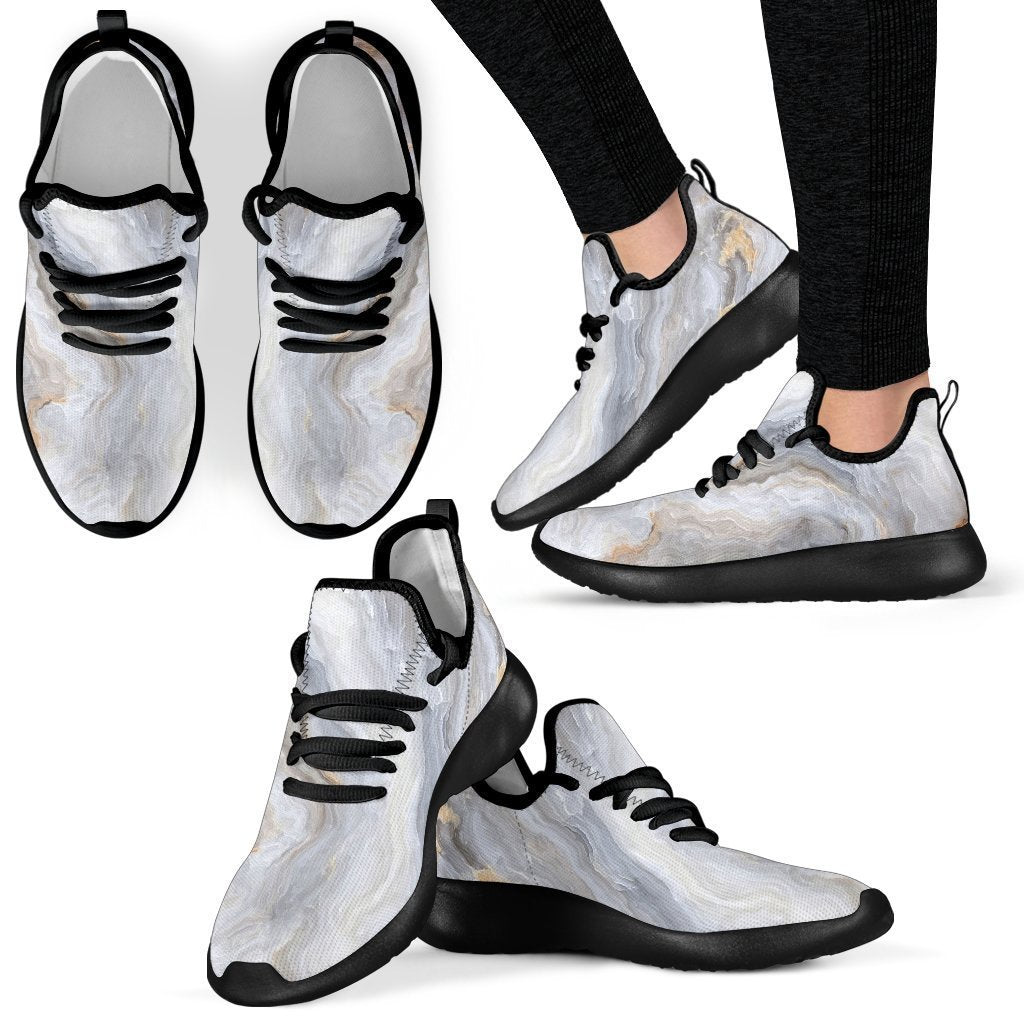 Grey Marble Print Mesh Knit Shoes GearFrost