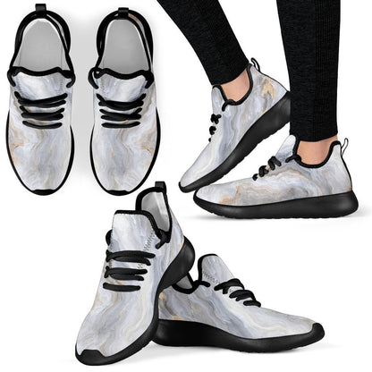 Grey Marble Print Mesh Knit Shoes GearFrost