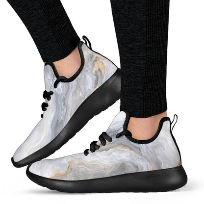 Grey Marble Print Mesh Knit Shoes GearFrost