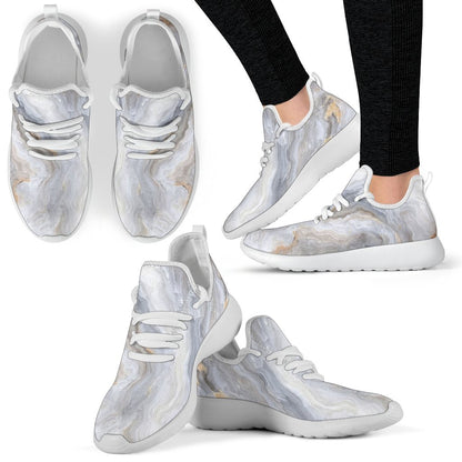 Grey Marble Print Mesh Knit Shoes GearFrost