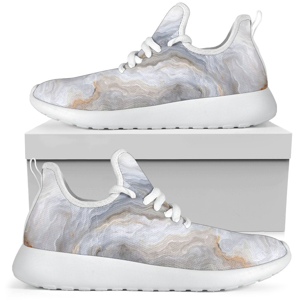 Grey Marble Print Mesh Knit Shoes GearFrost