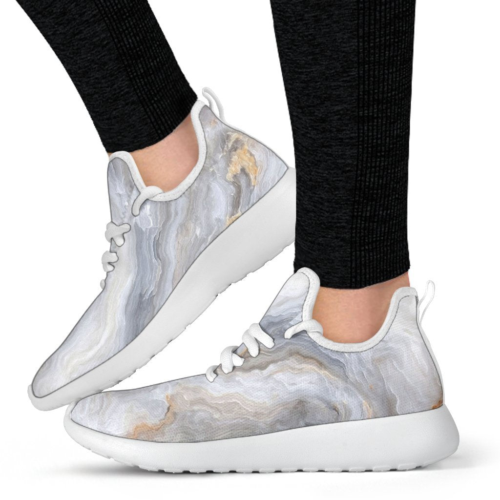 Grey Marble Print Mesh Knit Shoes GearFrost