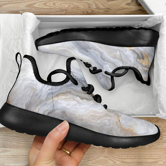 Grey Marble Print Mesh Knit Shoes GearFrost
