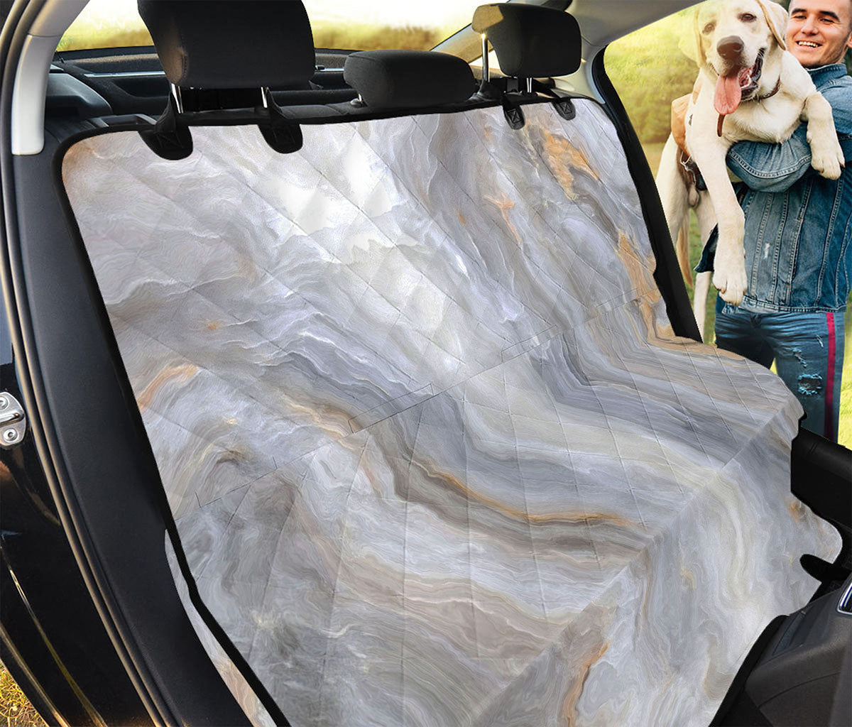 Grey Marble Print Pet Car Back Seat Cover