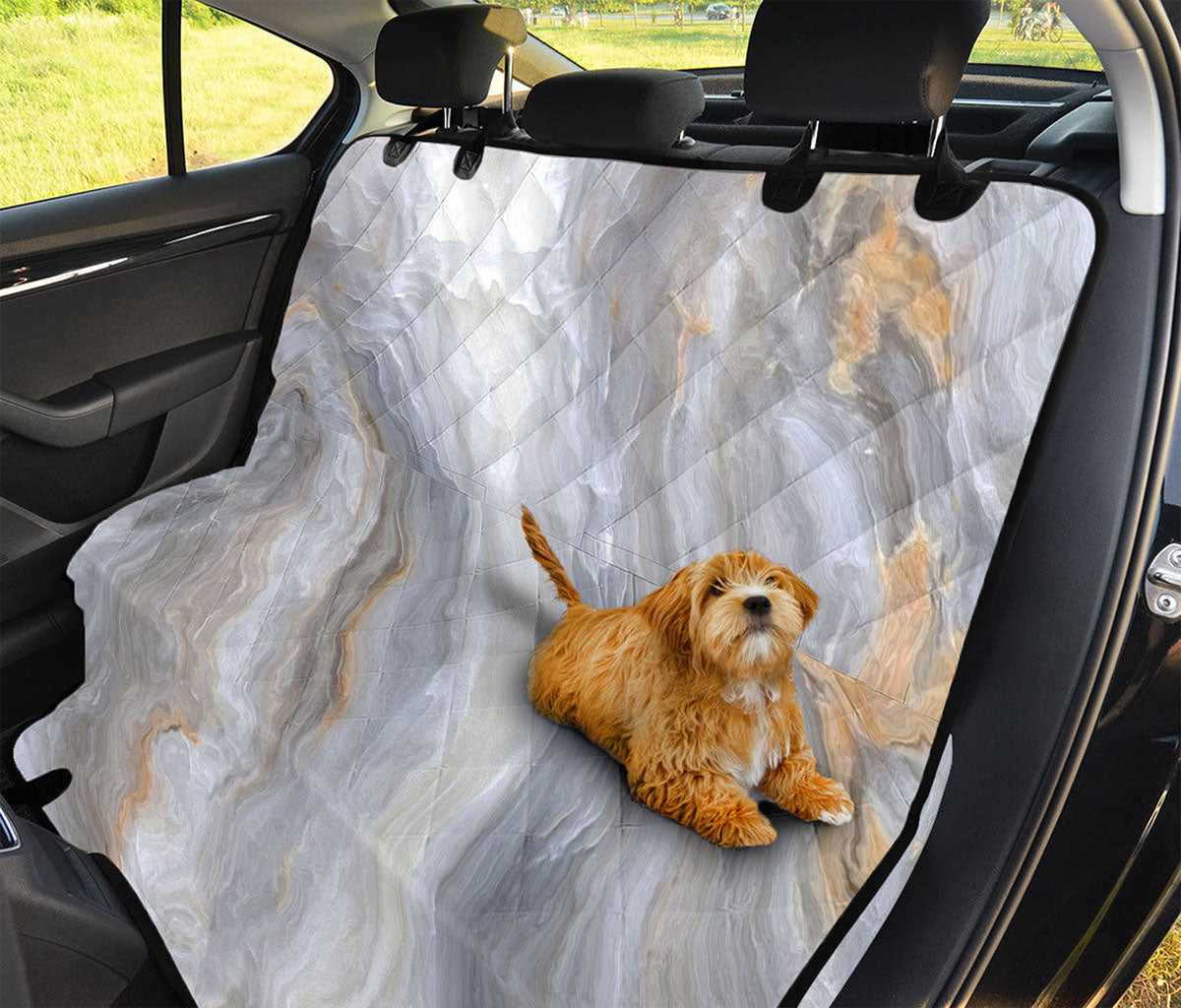 Grey Marble Print Pet Car Back Seat Cover