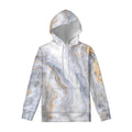 Grey Marble Print Pullover Hoodie