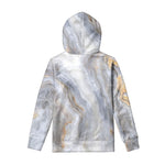 Grey Marble Print Pullover Hoodie