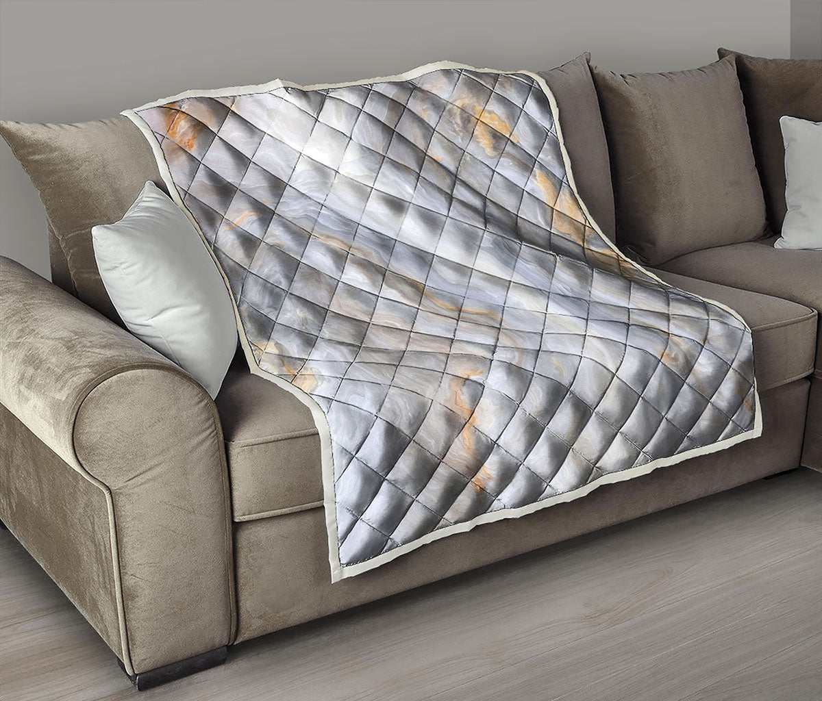 Grey Marble Print Quilt