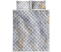 Grey Marble Print Quilt Bed Set