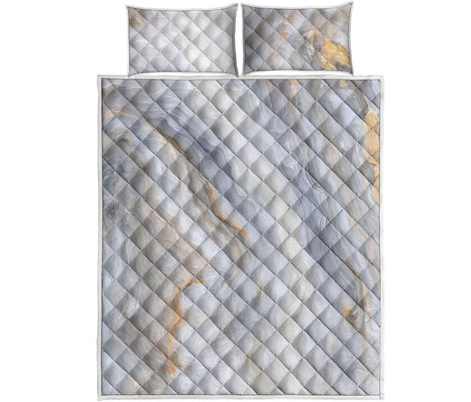 Grey Marble Print Quilt Bed Set