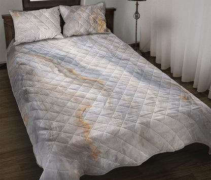 Grey Marble Print Quilt Bed Set