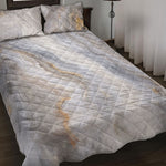 Grey Marble Print Quilt Bed Set